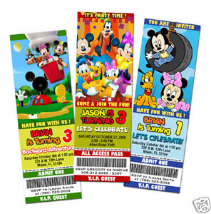 Mickey Mouse Clubhouse Birthday Cake on Mickey Mouse Clubhouse Ticket Birthday Invitation Baby   Ebay