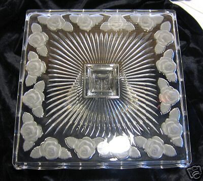 Royal Limited Lead Crystal Cake Plate Frosted Rose New
