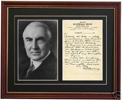 WARREN G HARDING president signed letter autograph  