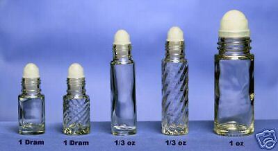 144 pcs 1/6 oz [1 dram] Plain Rollon Bottles with Caps  