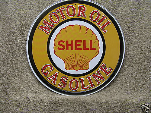 Shell Motor Oil Vintage Round Tin Metal Sign  