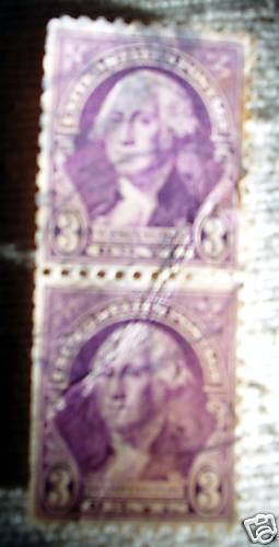 Doub Used 3 cent Washington Issue 1932 US Postage Stamp  