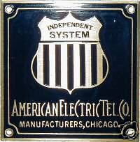 BRASS AMERICAN ELECTRIC TEL. CO. NAMEPLATE B9981  