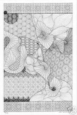 Bonsai Original Surreal Geometric Art Drawing KW Eccles  