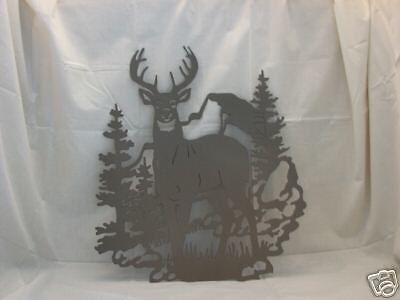 Plasma cut metal wildlife deer scene wall hanging  