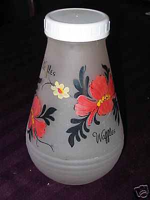 Vintage Waffle Batter Glass Dispenser Jar  