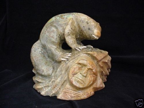 Wolverine Soapstone Carving inuit like  