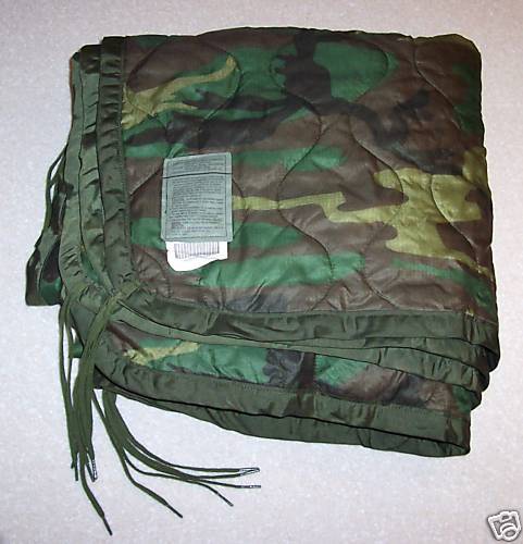 GENUINE US ARMY WOODLAND CAMO PONCHO LINER   USED, GOOD  