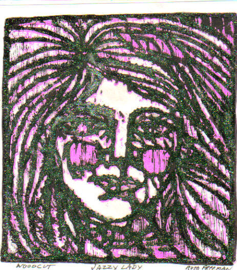 JAZZY LADY BY R FREEMAN LINO 61/4 X 7  