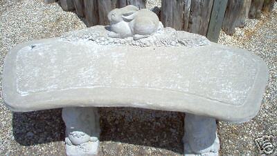 45 Concrete Lawn Garden Bench Rabbit Statue Ornament  