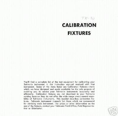 Tektronix Calibration Fixtures Handbook PDF CD ROM  