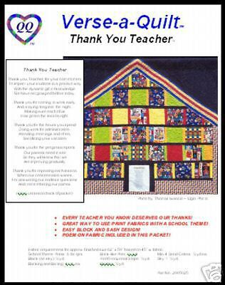 Thank You Teacher (c) Quilt pattern w/ poem label  