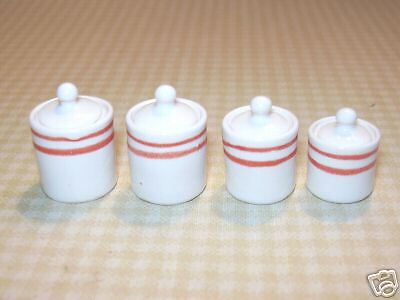 Dunlap Pottery Canisters (4) Coral DOLLHOUSE Miniatures  