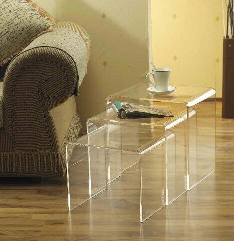 Modern Acrylic Nesting Table Coffee table 3pc end Table  