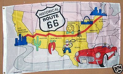 ROUTE 66 FLAG DECOR MAP 3 X 5 BANNER  