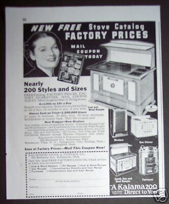 1937 KALAMAZOO Stove Range Vintage Ad  