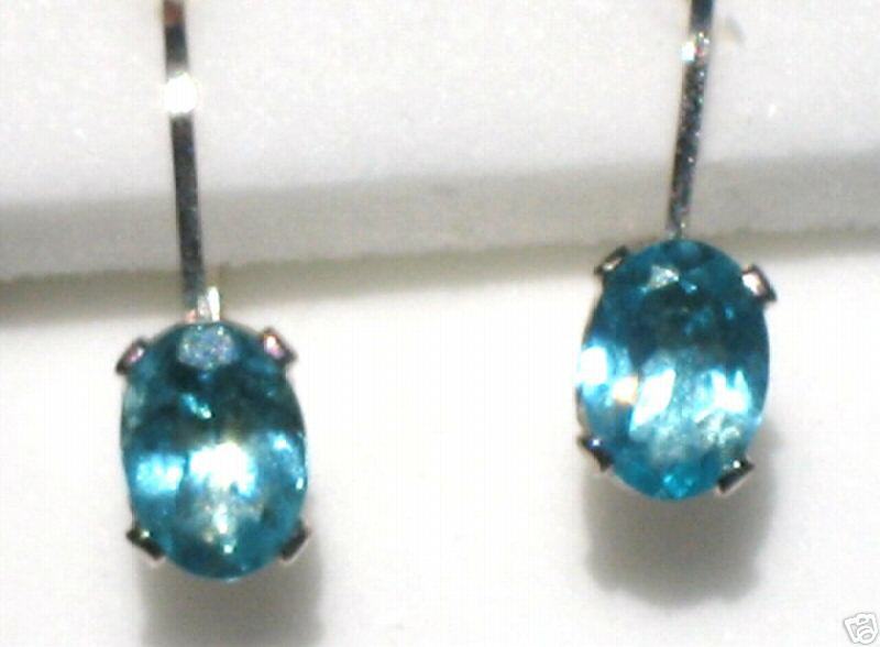 10K WGOLD NEON PARAIBA COLOR APATITE EARRINGS 7x5mm  