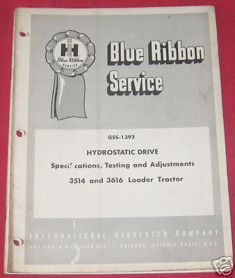 IH Hydrostatic Drive Specifications Service Manual  