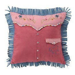   Toss 16 Pillow Throw Pink Blue Western Fringe Rodeo Girls Room NEW