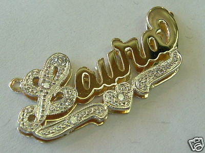  14k Laura Diamond Nameplate