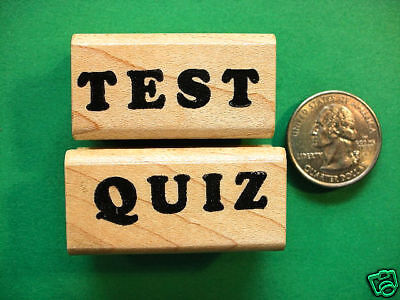 Test & Quiz, Two Teachers Rubber Stamps, Wood Mounted