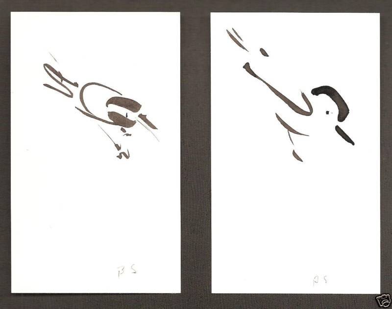 BILLY SULLIVAN Birds, 2006 Pair of SIGNED Drawings, Ink on Paper, 5 