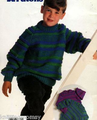 Knitting Pattern Childrens Sweater Jester Hat Vest  