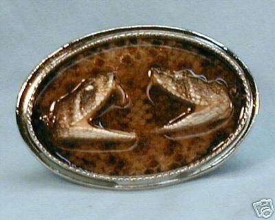 Silver Inlaid Rattlesnake 2 1/2 Head and Skin Buckle  