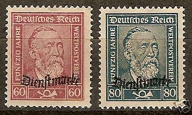 Germany, Official Stamps, 50 Yearss UPU Scott O60 61  