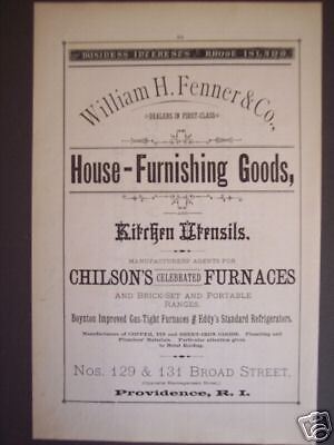 1881 William H. Fenner Providence RI store print ad  