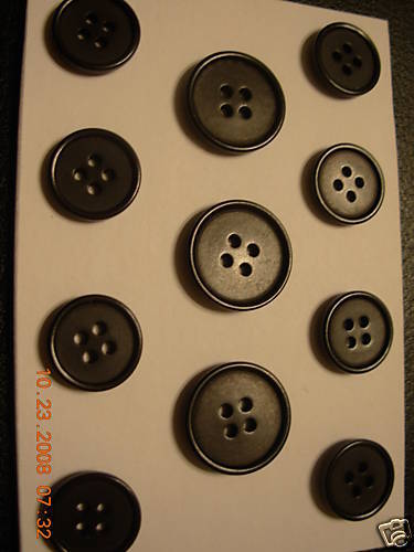 DESIGNER SUIT BUTTON SET 4 HOLE 24/30 HORN EFFECT BLACK 12P  