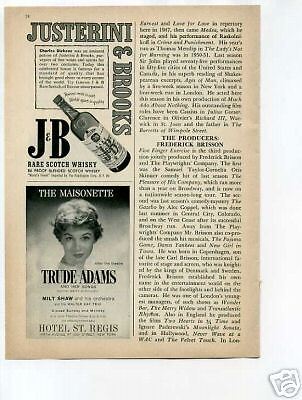 Trude Adams Milt Shaw Jazz St. Regis 1940s Original Ad  