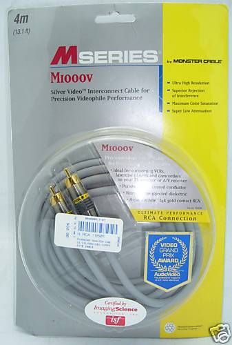 Monster Cable M1000V 4 meter Composite Video cable 050644087776  