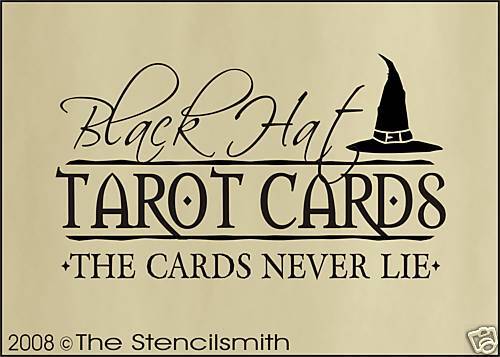 90 STENCIL BLACK HAT Tarot Cards never lie box witch  