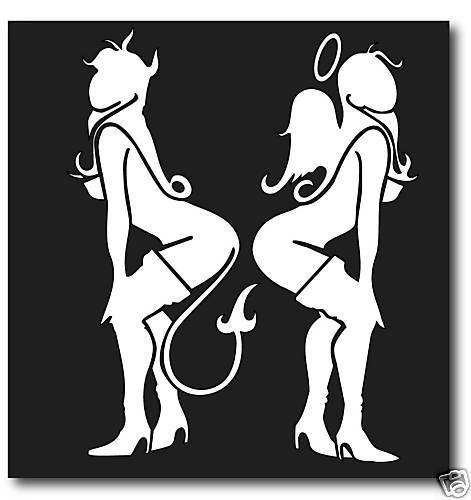 DEVIL ANGEL Sexy GIRLS Women Window Decals Car Sticker  