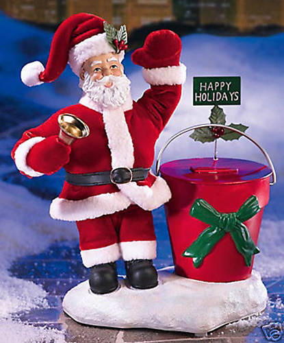 13" animated magic santa claus bell ringer bank nrfb