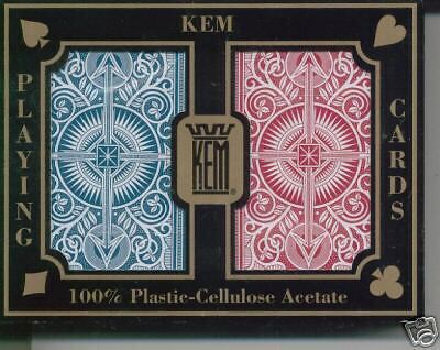 KEM Red Blue Arrow Bridge Playing Cards 100% Plastic Regular Index 