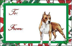 12 American Staffordshire Terrier Christmas Gift Tags  