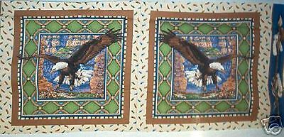 SOARING BALD EAGLES ~ 2 Pillow Panels Cotton Fabric  