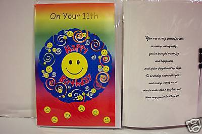 smiley face greeting card 11th BIRTHDAY happy smile  