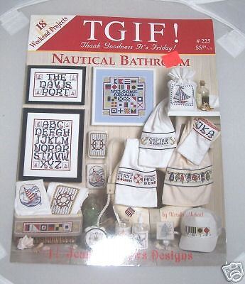 CROSS STITCH PATTERS NAUTICAL BATHROOM TGIF  