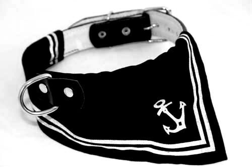 AHOI SAILOR Rockabilly Matrosen TUCH Hundehalsband L  