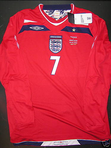 ENGLAND A TRIKOT PLAYER SHIRT MALLIOT BECKHAM 100 CAPS  